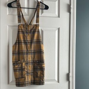 Plaid Pinafore Dress in Yellow and Black